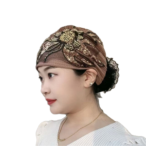 Baotou Style Sequin Embroidery Casual Modal <b>Scarf</b> and Hat - Product Image 1