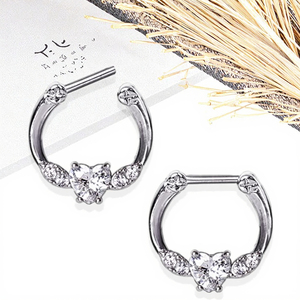 Cuore setto Clicker naso anello Tragus orecchino elica Piercing <span class=keywords><strong>argento</strong></span> cristallo placcato strass Unisex per il corpo gioielli - Product Image 3