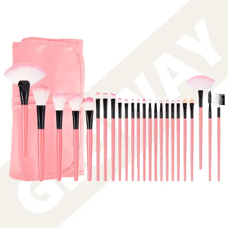 Full Set Of Makeup Brushes 24Pcs Synthetic Hair Makeup Tool Professional Makeup Brush Kit Portable With Pink Bag