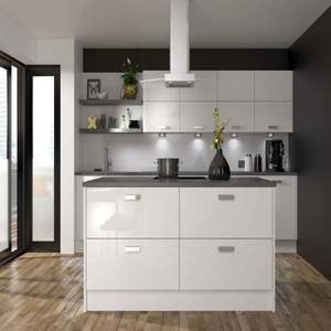 SANTOPOVA Modern Glossy Style Linear Kitchen Cabinet Set with Glass Wall Units and Built-In Appliances - Product Image 2