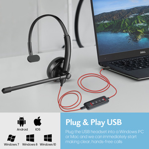 HROEENOI WRHW02 Wired Mono USB Headset with Noise Cancelling Mic, Plug & <b>Play</b> Call <b>Center</b> Headphone with Inline Control - Product Image 3