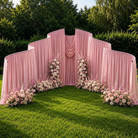 Support de toile de fond élégant pour mariage, en métal, forme arche, structure ondulée réglable, en forme de S, 3 mètres de haut, rose