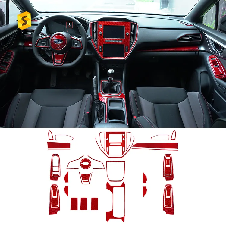 Shasha carbone voiture intérieur accessoires en Fiber de carbone intérieur décoratif accessoires Kit couverture garniture pour Subaru WRX / WRX STI 2022