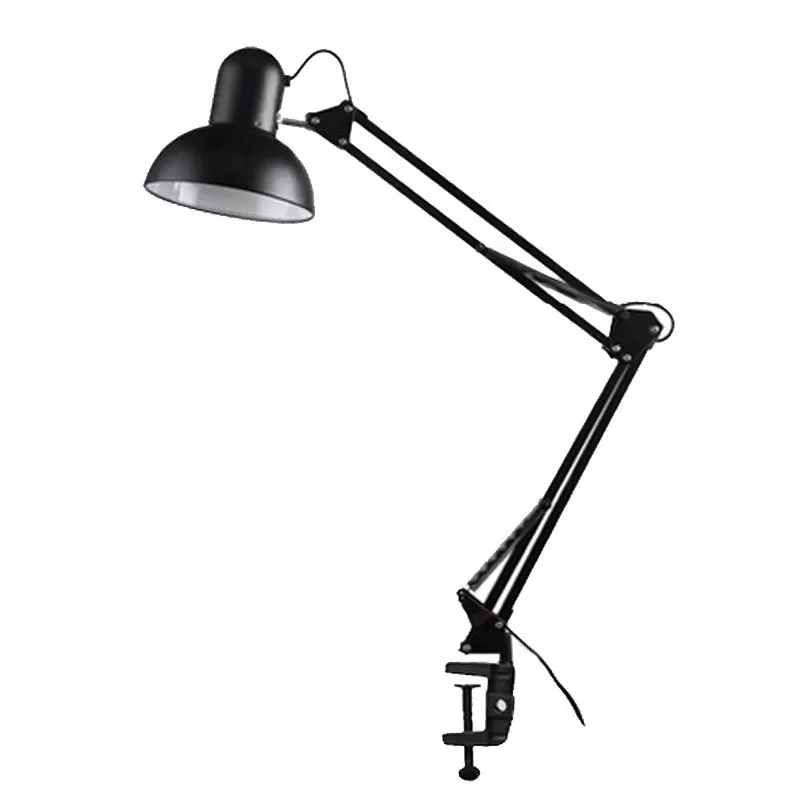 Lampe de bureau E27 avec bras flexible et réglable, lumière en métal, à pince, idéal pour un bureau