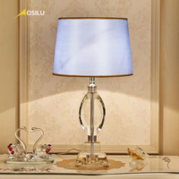 Lampe de chevet bleue de chambre à coucher, cristal, lumière chaude et romantique, lampe de table, couleur chaude