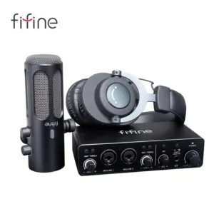 Fifine Studio Equipment Bundle Live Authentic Audio Interface Professional Sound Card Soundcard Recording Studio Microphone