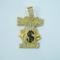PD3017 US Dollar Pendentif Money Bag Bijoux Hip Hop pour hommes Pendentifs en diamant Pendentifs pour sacs a monnaie en dollars US