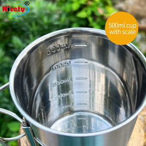 Taza de Camping de Acero Inoxidable de 350ml/500ml con Asa Plegable y Tapa, Taza Portátil para Excursionismo - Product Image 3