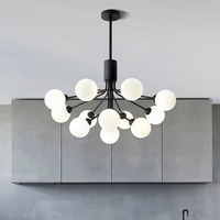Nordique salon boule plafond pendentif lumière salle à manger chambre G9 boule ronde lustre en verre blanc