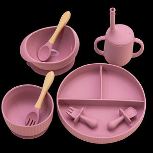 Bol à ventouse en silicone pour bébé, assiette, vaisselle, gobelet sans BPA, bavoirs, cuillère, fourchette, ensembles de vaisselle pour enfants, antidérapant, dessin animé, 0-12 mois - Product Image 3
