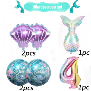 Kit de Decoración de Cumpleaños de Sirena para Niñas, <span class=keywords><strong>Guirnalda</strong></span> de Globos de Aluminio con Forma de Cola de Sirena, Globos para Fiestas al por Mayor - Product Image 4
