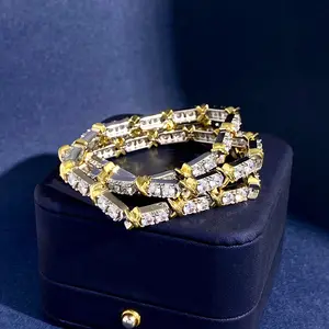 Hot Selling Popular Designer Brand Jewelry Fashion American Bling Diamond Cross 18K Gold Plated Choker Necklace