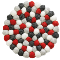 Offre Spéciale SHnumber1 Tapis de Bureau et Sous-Verres Ronds Bohèmes Écologiques en Laine Absorbante, Faits Main en Feutre Coloré Arc-en-ciel