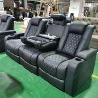 Modernes Kinosofa aus Leder, Heimkino-Sofa mit Elektrischer Einheit, Kombinierbare Wohnzimmer-Kinositze