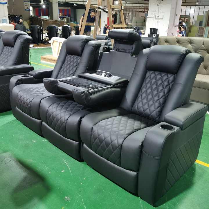 Modern Leather Home Theatre Sofa - Electric Recliner