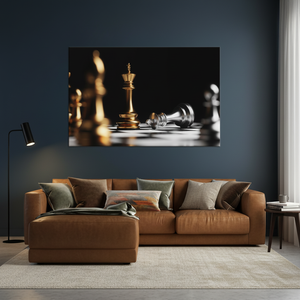 Golden Chess King Victory: Modern Strategy Printed Canvas Wall Art,<b>WRAPPED</b> CANVAS - Product Image 3