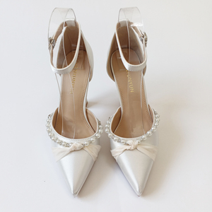 Chaussures de mariage de haute qualité pour femmes talons hauts blancs pour dames sandales d'été à talons pour femmes de mariée robe de mariée perle - Product Image 3
