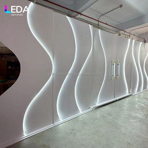 LEDA Custom <b>White</b> Luxury Acrylic Wedding Stage Backdrop Stand <b>LED</b> <b>Light</b> <b>Strip</b> Wave Backdrop for Event Decoration - Product Image 4