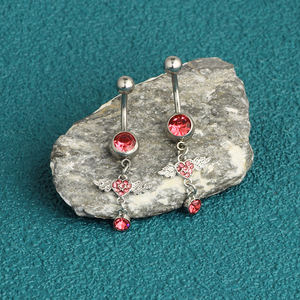 แหวนสะดือแบบยาวสีชมพู ขายส่ง 50 ชิ้น ปีกนางฟ้า เครื่องประดับเจาะสะดือ ชุดเจาะสะดือสำหรับผู้หญิง - Product Image 6