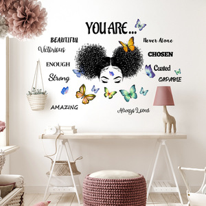 <span class=keywords><strong>Sticker</strong></span> <span class=keywords><strong>mural</strong></span> dessin animé fille <span class=keywords><strong>texte</strong></span> inspirant Stickers muraux pour chambre d'enfants - Product Image 5