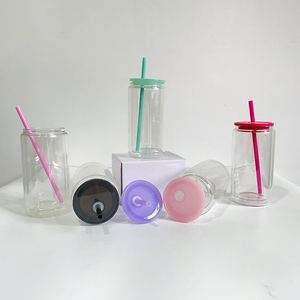 15Oz Leak Proof Plastic <b>Straw</b> <b>Lid</b> Double Wall Mug High Borosilicate Snow Globe Tumbler Sublimation Beer Glass <b>Cup</b> - Product Image 3