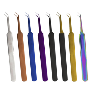 Pince à épiler professionnelle pour cils à 90 degrés avec pointe en fibre, acier, longueur 10 mm, antistatique, pour extension de cils - Product Image 1
