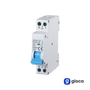 Gloca เบรกเกอร์ขนาดเล็ก1P + N 6A 6kA 250V C6ติดตั้งรางดินสำหรับใช้ในบ้าน - Product Image 3
