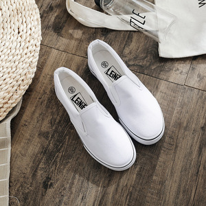 Zapatillas vulcanizadas <span class=keywords><strong>de</strong></span> lona planas <span class=keywords><strong>de</strong></span> color blanco liso, estilo slip-on, <span class=keywords><strong>de</strong></span> buena calidad, para hombre y mujer, informales. - Product Image 2