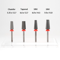 Usine professionnelle de forets à ongles OEM & ODM – Forets coniques en carbure pour ongles 5-en-1 à coupe croisée / chanfreinée / plate / bout arrondi