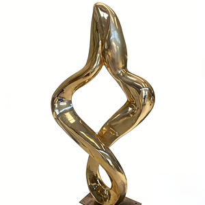 Escultura Dorada Minimalista de Acero Inoxidable Resistente a la Corrosión, Acabado Pulido Espejo, para Uso en Interiores y Exteriores de Alta Gama - Product Image 1