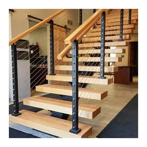 RV escalier acciaio inox moderno scala in legno caso modulare dritto scala in acciaio con cavo ringhiera