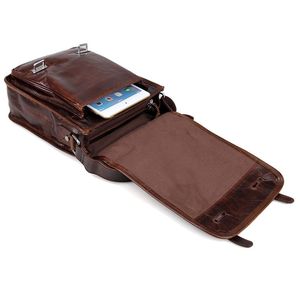 Bolso Mensajero Clásico de Cuero Marrón <span class=keywords><strong>con</strong></span> Logotipo Personalizado, Bolso Lateral de Piel de Becerro Casual para <span class=keywords><strong>Hombre</strong></span>, Bolso de Hombro de Cuero para <span class=keywords><strong>Hombre</strong></span> <span class=keywords><strong>con</strong></span> Dos Correas Delanteras - Product Image 4