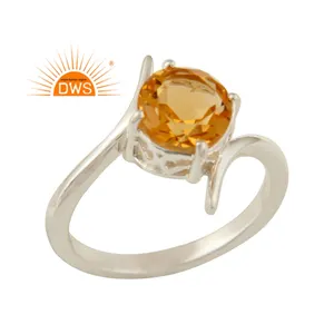 Natural Citrine Gemstone Ring Solitaire 925 Sterling Silver Ring Manufacturer Jewelry Vintage Collection