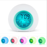 Réveil numérique de table avec lumière nocturne LED 7 couleurs pour enfants intelligents avec calendriers et température