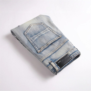 <span class=keywords><strong>Jeans</strong></span> <span class=keywords><strong>Skinny</strong></span> da <span class=keywords><strong>Uomo</strong></span> in Denim Blu Stile Punk, <span class=keywords><strong>Elasticizzati</strong></span> a Vita Media, Ricamati, per Primavera, Modello 3987 - Product Image 5