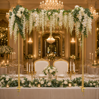 Arche de table de mariage plaquée or de qualité supérieure, support rectangulaire en métal de 230 cm de large, écologique, durable, avec pinces à vis stables