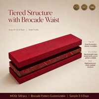 Boîte à bijoux de luxe en brocart avec doublure en velours, fermeture à pression, OEM ODM, certifiée FSC BRC FDA, pour colliers, MOQ500