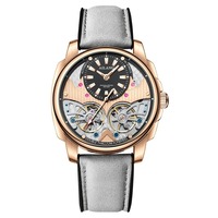 AILANG 8832 Montre homme automatique mécanique étanche de luxe, double tourbillon, bracelet en cuir, style sport et mode, marque de renom