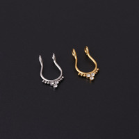 Faux piercing de nez en acier inoxydable en forme de U, clip de nez en zircon, piercing de tragus, bijou de corps