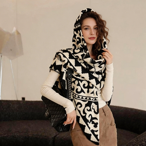 Écharpe carrée légère de luxe en mélange soie et laine 130 cm, motif cachemire, châle chaud et léger automne/hiver pour femme 2-en-1 - Product Image 1