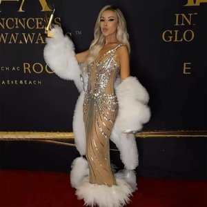 Robe de soirée élégante à bretelles queue de poisson ornée de strass étincelants, idéale pour le tapis rouge, les défilés de mode, les chanteuses et les occasions importantes - Product Image 2