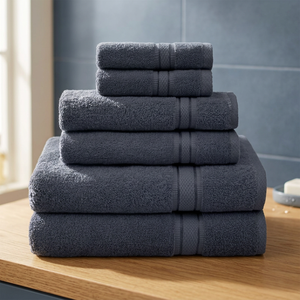 Ensemble de serviettes de bain ORCHID en coton gris uni, doux et moelleux, écologiques, hypoallergéniques, séchage rapide, 6 pièces pour usage hôtelier - Product Image 1