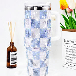 Cross Border bloque de alto valor Color <span class=keywords><strong>Collage</strong></span> diamante cristal helado taza diamante incrustaciones portátil 40oz taza - Product Image 4