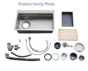 อ่างล้างจานสแตนเลส 304 คุณภาพสูงจากโรงงานพร้อมอ่างล้างผักในตัวและเครื่องล้างแก้วแรงดันสูง - Product Image 6