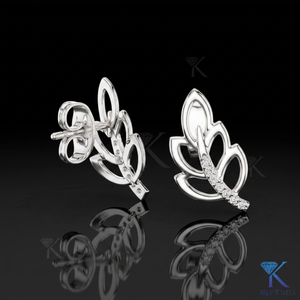ต่างหูเพชร CVD แบบปลูกในห้องปฏิบัติการ รูปใบไม้ลายเถาวัลย์ ทองคำแท้ 14K ดีไซน์หรูหรา เรียบง่าย สำหรับผู้หญิง - Product Image 1