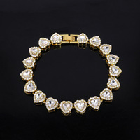 Collar Grueso de Aleación de Zinc con Cadena Cubana de Bambú, Incrustaciones de Cristal y Diamantes de Imitación en Forma de Corazón de 11mm, Estilo Hip Hop, Novedad, de Moda