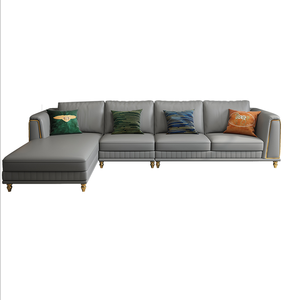 Mueble moderno de estilo europeo para sala de estar, mueble modular de pie de esquina de metal, sofá en forma de <span class=keywords><strong>L</strong></span> de cuero, conjunto de cama - Product Image 1