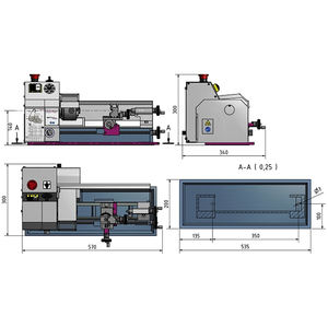Torno compacto Optimum TU 1503V con velocidad ajustable electrónicamente, 265 mm - Product Image 2
