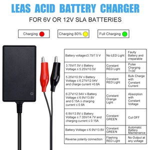 Chargeur de batterie au plomb <span class=keywords><strong>intelligent</strong></span> 6V 12V 800mA MCU SLA AGM Gel Chargeur de batterie de maintien 6V 12V Chargeur de batterie au plomb - Product Image 4
