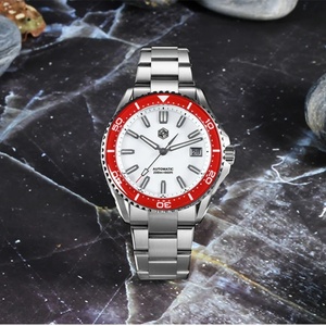 Montre pour homme San Martin SN0129D avec lunette saphir, cadran émaillé, mouvement NH35, date à 3 heures, étanche 20 bars, luminescence BGW-X1 / orange - Product Image 2